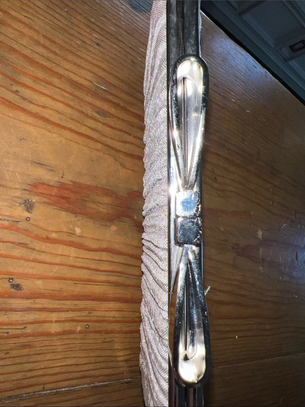 Vintage Metallic Silver Pleated Evening Clutch with Bow Clasp